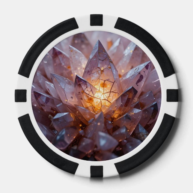 Radiant Crystal Heart Poker Chips (Front)