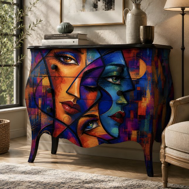 Radiant Cubist Abstract faces Decoupage Tissue Paper (Radiant Cubist Abstract faces Decoupage Tissue Paper)