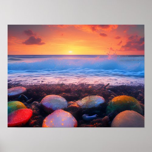 Radiant Dawn Majestic Sunrise at the Beach Poster