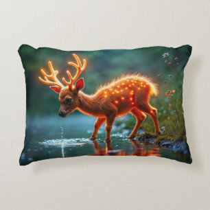 Radiant deer fauna watering hole forbs accent pillow