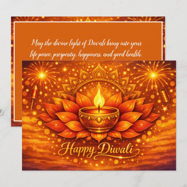Radiant Diwali Blessings  Invitation (Front/Back)