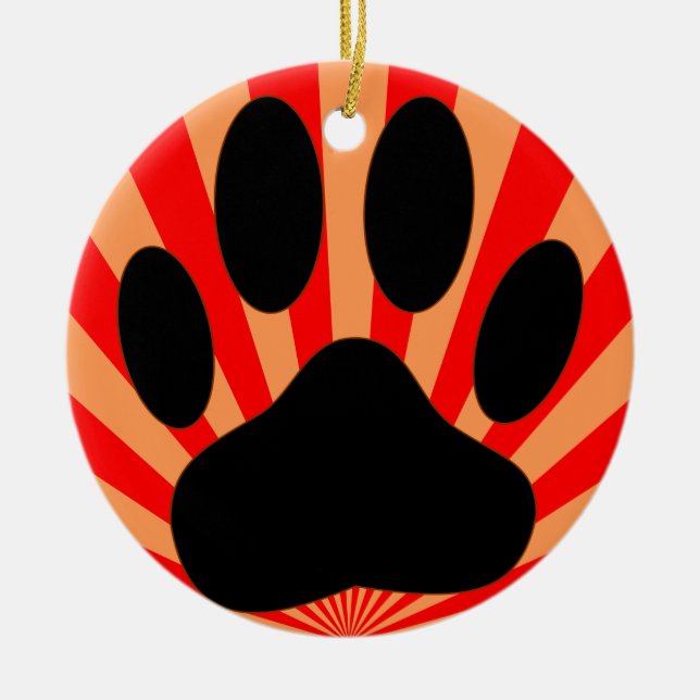 Radiant Dog Paw Print Ceramic Ornament (Front)