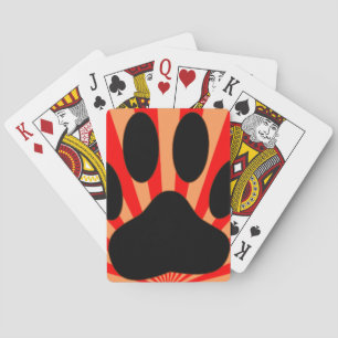 Radiant Dog Paw Print Poker Cards