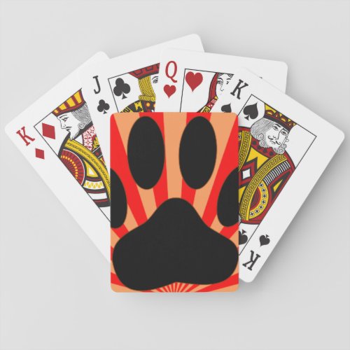 Radiant Dog Paw Print Poker Cards