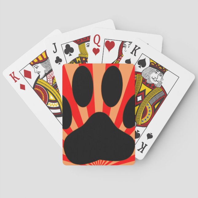 Radiant Dog Paw Print Poker Cards (Back)