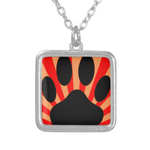 Radiant Dog Paw Print Silver Plated Necklace