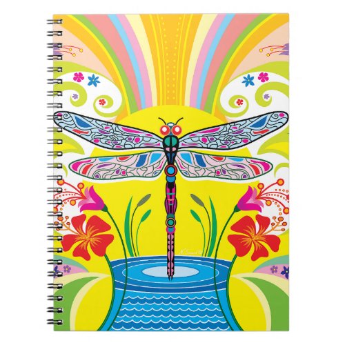 Radiant Dragonfly and Wildflowers Notebook