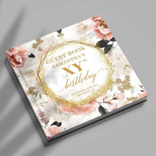 Radiant Dusty Pink Gold Floral Birthday Guest Book (Radiant Dusty Pink Gold Floral Birthday Guest Book

)