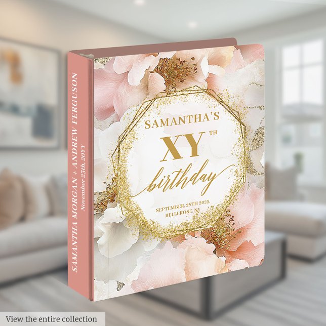 Radiant Dusty Pink Ivory Gold Birthday Ring Binder (Radiant Dusty Pink Ivory Gold Birthday Ring Binder

)