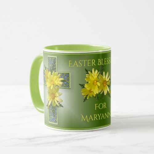 Radiant Easter Blessings Yellow Daisies Custom Mug