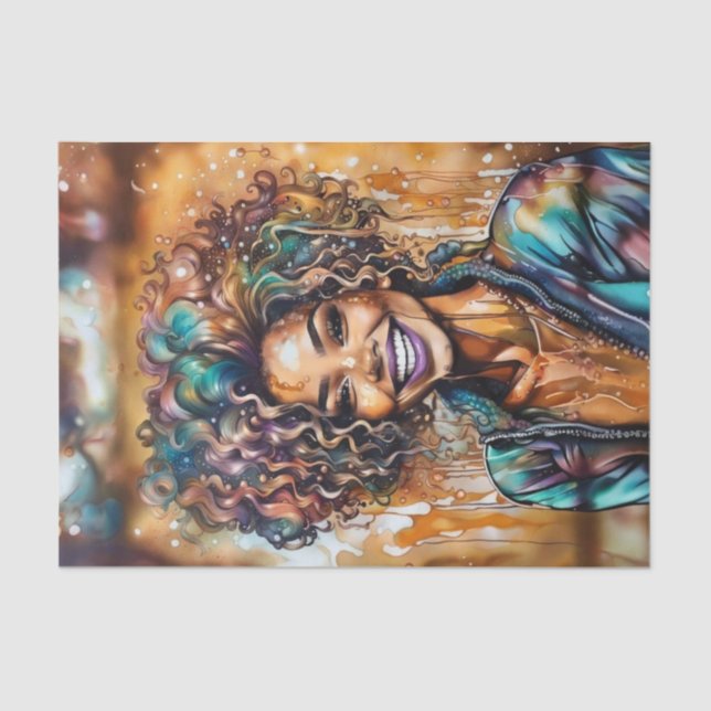 Radiant Ebony Oil Slick Queen Decoupage Paper (Front)