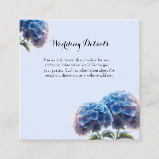 Radiant Elegance Blue Hydrangea Wedding  Enclosure Card