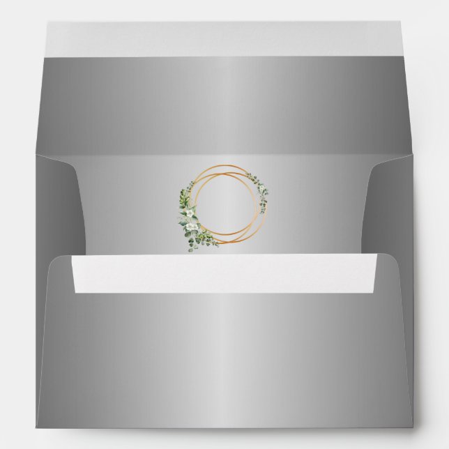 Radiant Elegance: Silver Splendor Wedding Envelope (Back (Bottom))