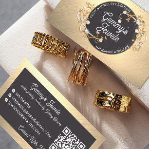 Radiant Elegant Gold Black Custom Jewelry Crafter Business Card