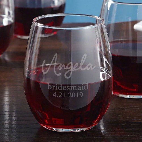 Radiant Engraved Bridesmaid Wedding Wine Glass