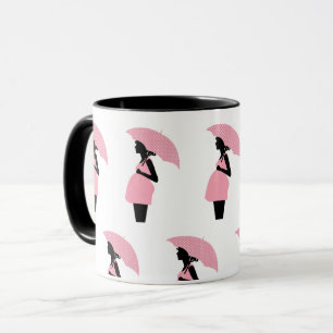Radiant Expecting Mother: Pink Umbrella Mug