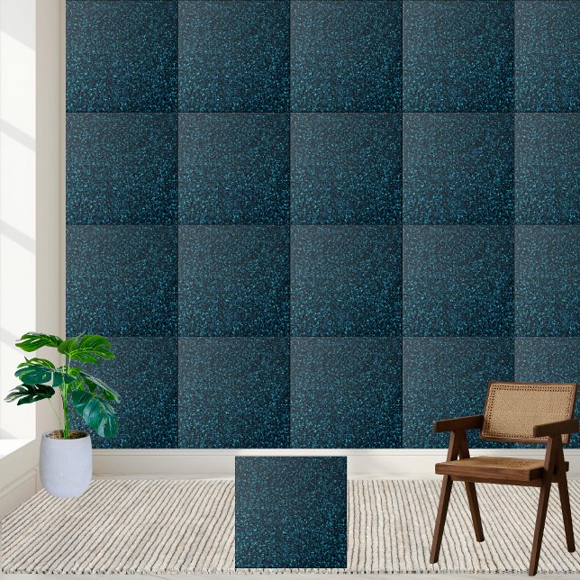 Radiant Eye-catching Blue Glitter Particle  Ceramic Tile (Radiant Eye-catching Blue Glitter Particle Ceramic Tile)
