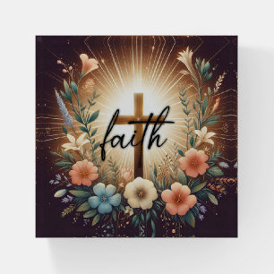 Radiant Faith Floral Cross Inspiration Paperweight