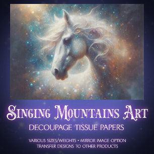 Radiant Fantasy Horse Celestial Decoupage Tissue Paper