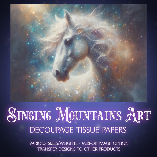 Radiant Fantasy Horse Celestial Decoupage Tissue Paper (Creator Uploaded)