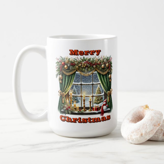 Radiant Festive Window Display Coffee Mug (With Donut)