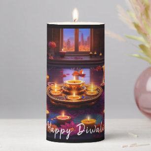 Radiant Festivities: A Diwali Celebration Pillar Candle