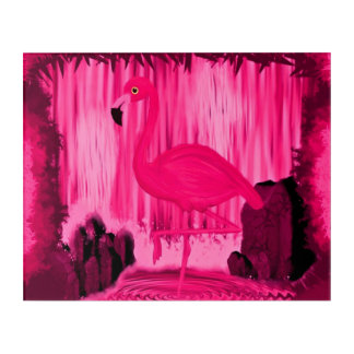 Radiant Flamingo Tropical Surrealism Acrylic Print
