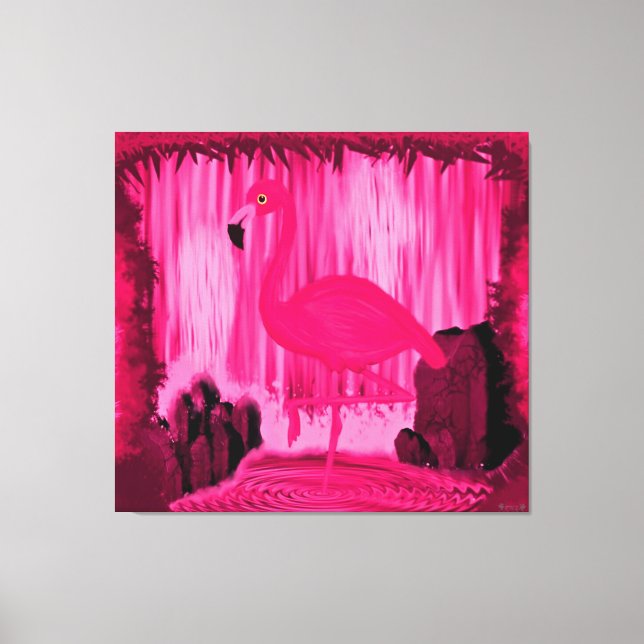 Radiant Flamingo Tropical Surrealism Canvas Print (Front)