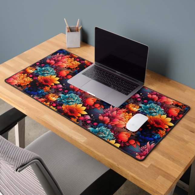 Radiant Floral Bloom Pattern Desk Mat (Office 2)