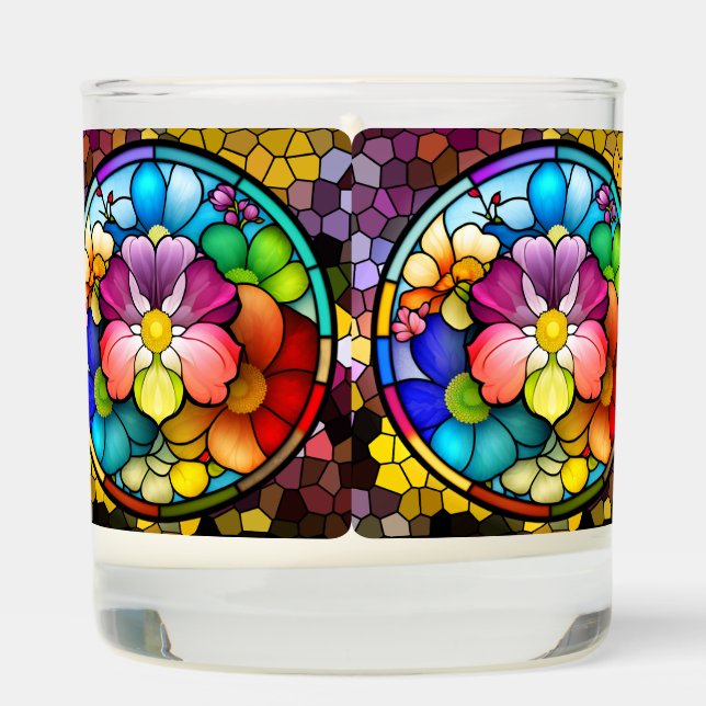 Radiant Floral Stained Glass Scented Jar Candle (Right)