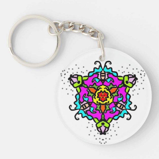 Radiant Floral Zen Keychain (Front)