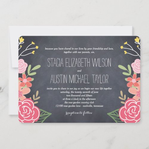 Radiant Florals Wedding Invitation - Pink