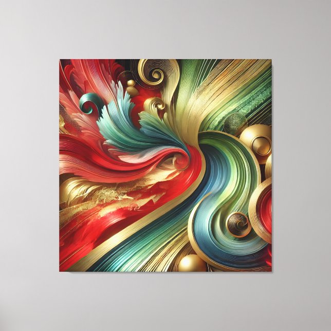 Radiant Flow – Abstract Gold and Colorful Canvas (Front)