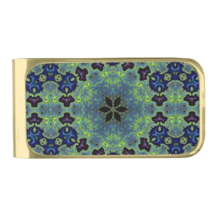 Radiant Fractal Symphony Gold Finish Money Clip