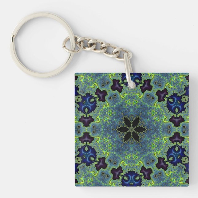 Radiant Fractal Symphony Keychain (Front)