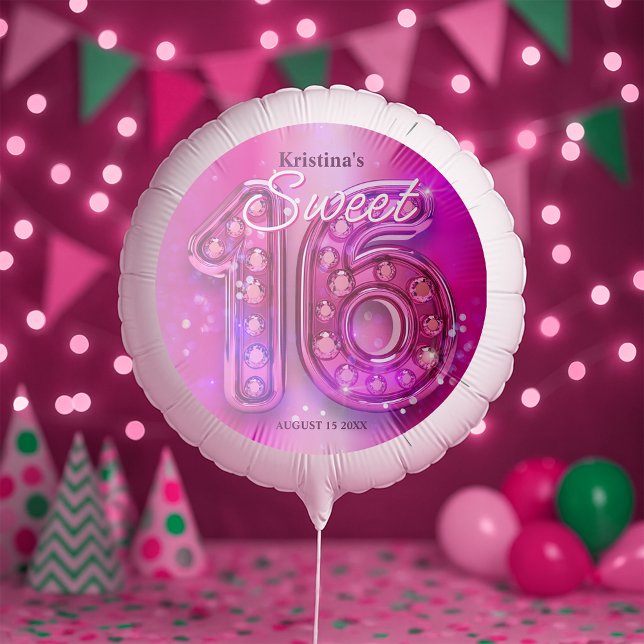 Radiant Fuchsia Sparkle Sweet 16 Celebration Balloon (Creator Uploaded)