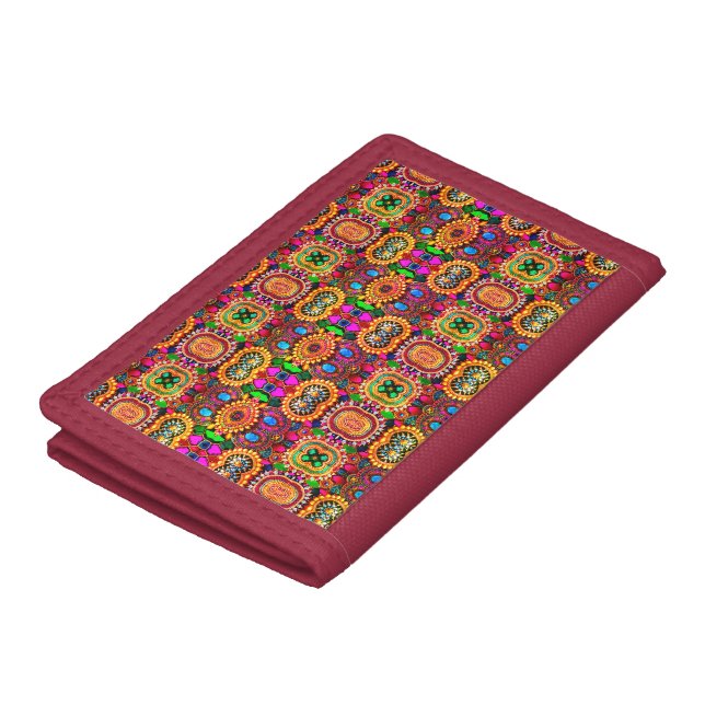 Radiant Gem Garden: Multicolor  Trifold Wallet (Top)