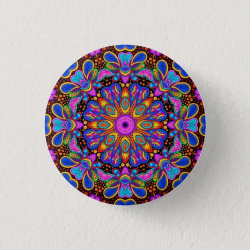 Radiant Gems Kaleidoscope Mandala Button