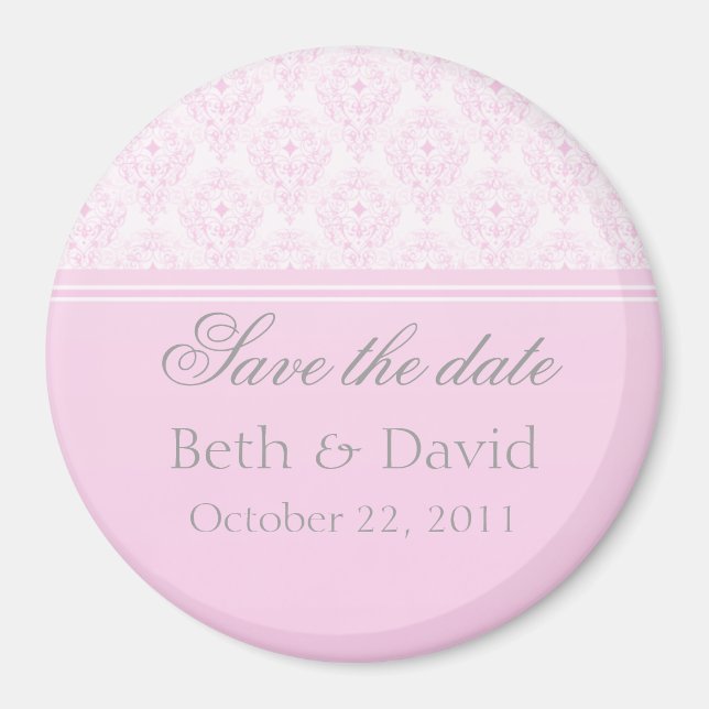Radiant Glam Damask Save the Date Magnet (Front)