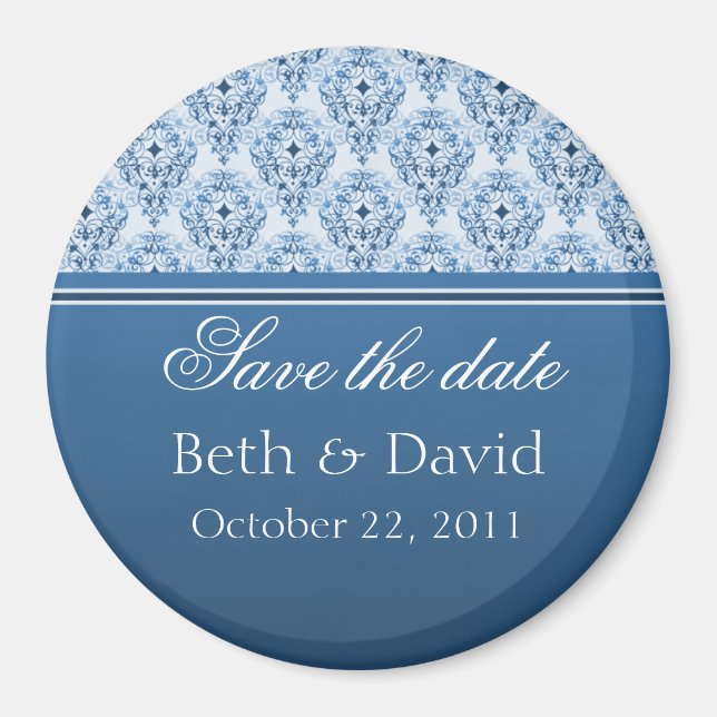 Radiant Glam Damask Save the Date Magnet (Front)