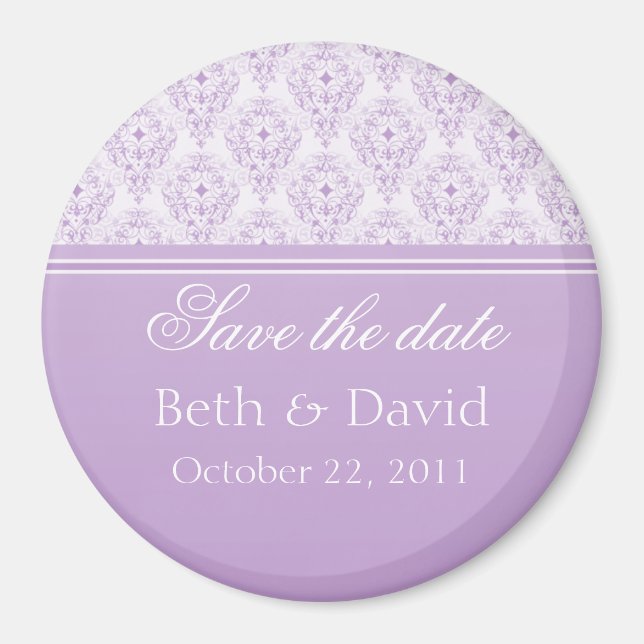 Radiant Glam Damask Save the Date Magnet (Front)