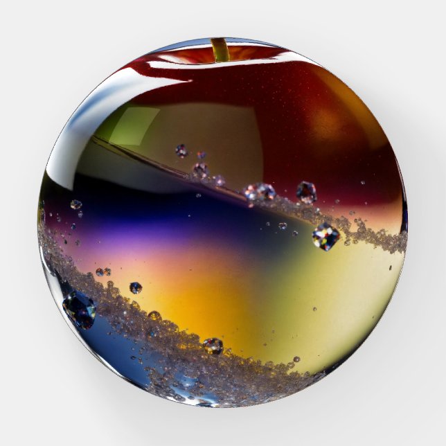 Radiant Glass Apple Light Meets Art Paperweight (Front)