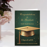 Radiant Glittery Gold Graduation Cap on Green