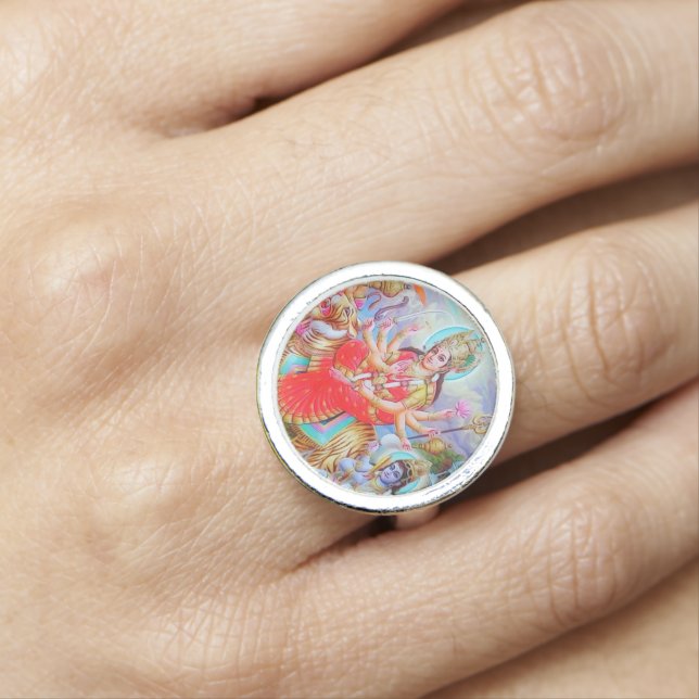 Radiant Goddess Durga Ji Painting Ring (In Situ)