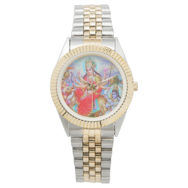 Radiant Goddess Durga Ji Painting Watch (Front)