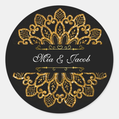 Radiant Gold Mandala Stickers with Floral Elegance