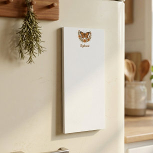 Radiant Golden Botanical Monarch Butterfly Magnetic Notepad