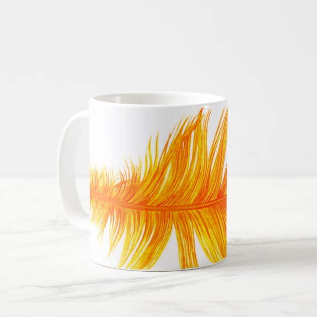 Radiant Golden Feather Illustration Coffee Mug (Front Left)
