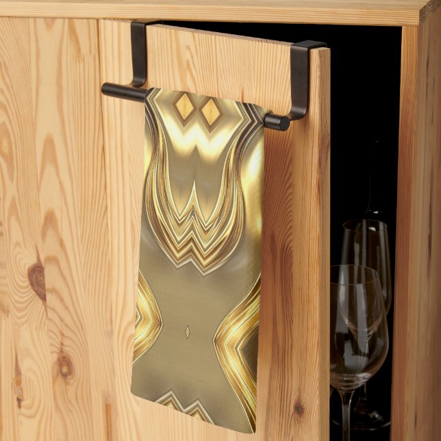 Radiant Golden Pattern Kitchen Towel (Thirds Fold)