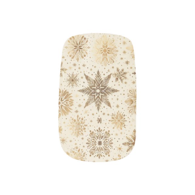 Radiant Golden Snowflake Elegance Minx Nail Art (Left Thumb)